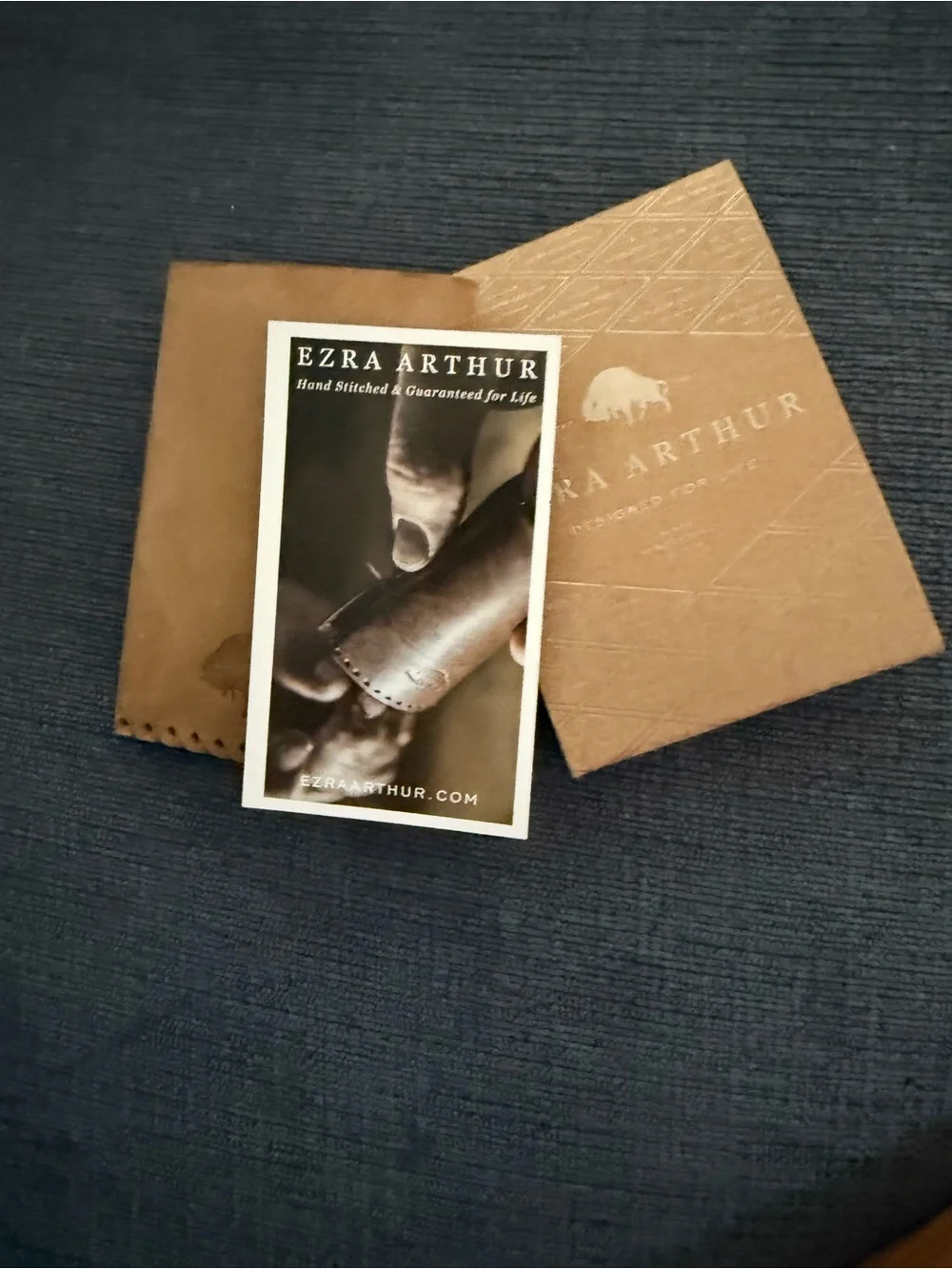 Ezra Arthur No.2 Leather  Card Holder Wallet with Buffalo Emboss - Tan